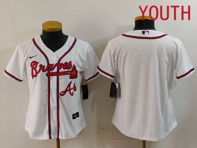 Youth Atlanta Braves Blank White Game 2024 Nike MLB Jersey style 1->youth mlb jersey->Youth Jersey